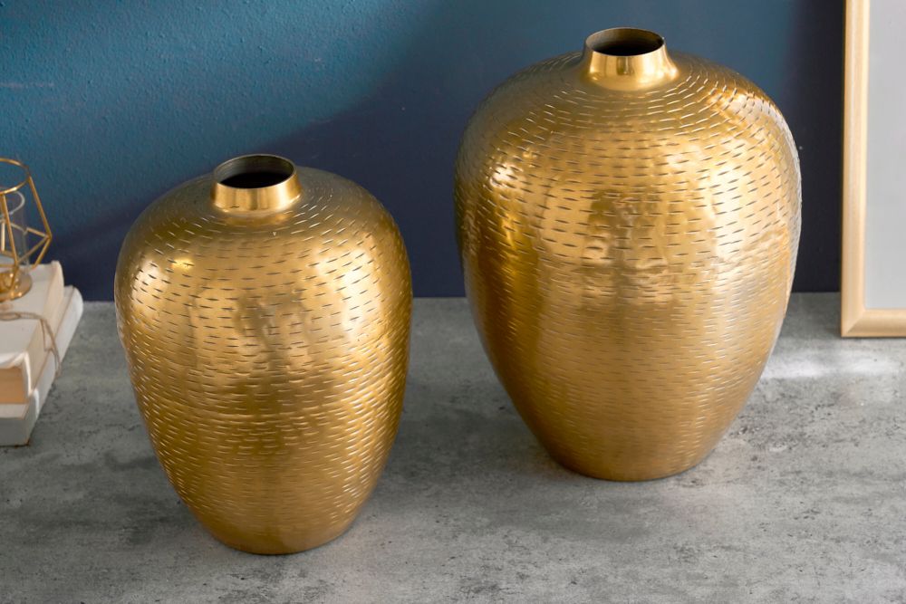 Elegantes Vasen 2er Set ORIENTAL 32cm gold im Rice Hammerschlag Design