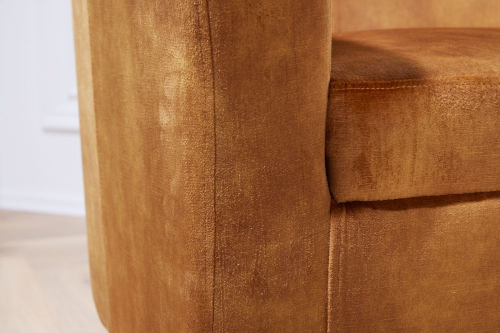 Design Lounge Sessel HEMINGWAY senfgelb Samt Armlehnen Cocktailsessel
