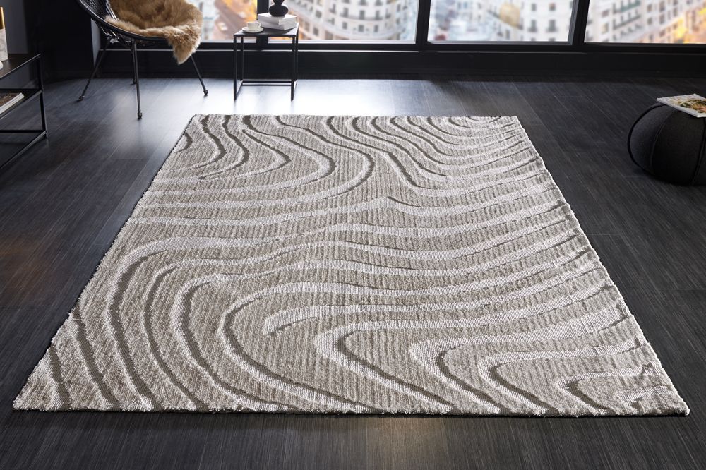 Design Teppich WAVE 240x170cm grau 3D-Effekt