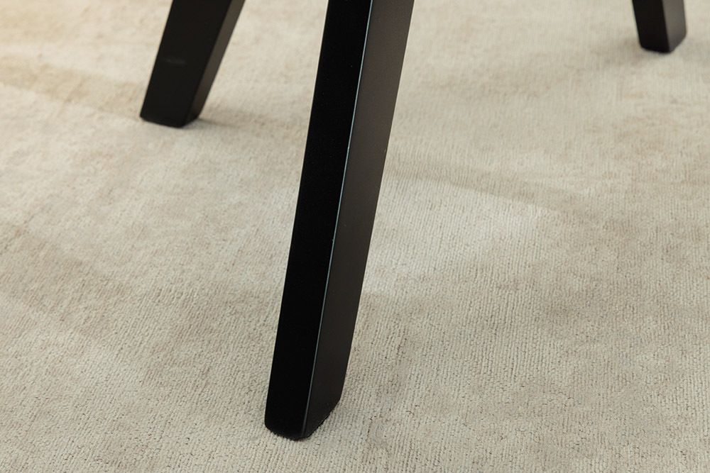 Design Stuhl LIVORNO taupe Strukturstoff schwarz Massivholz drehbar Auto-Return-Funktion