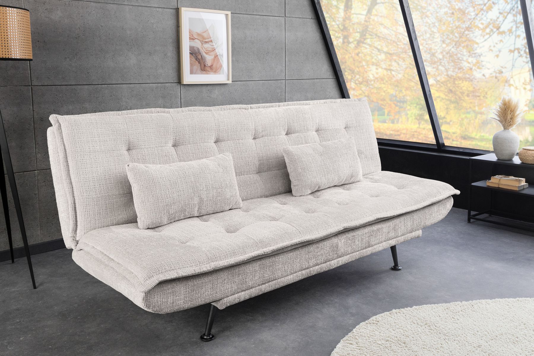 Modernes Schlafsofa JAZZ 190cm champagner beige Chenille 3-Sitzer Couch