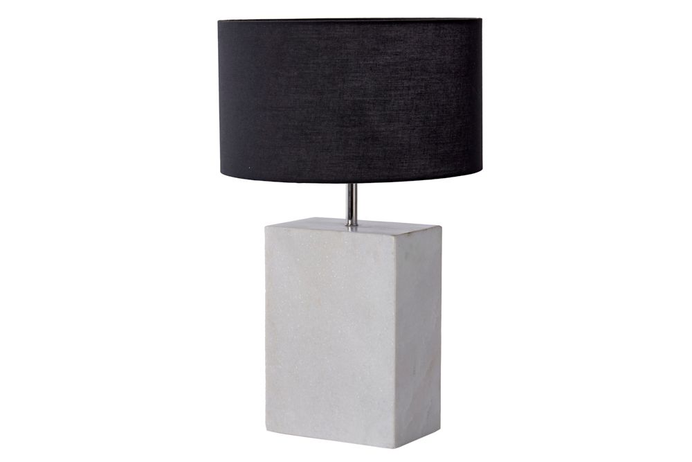 Design Tischlampe NOBLE 55cm weiß Marmorfuß Stoffschirm