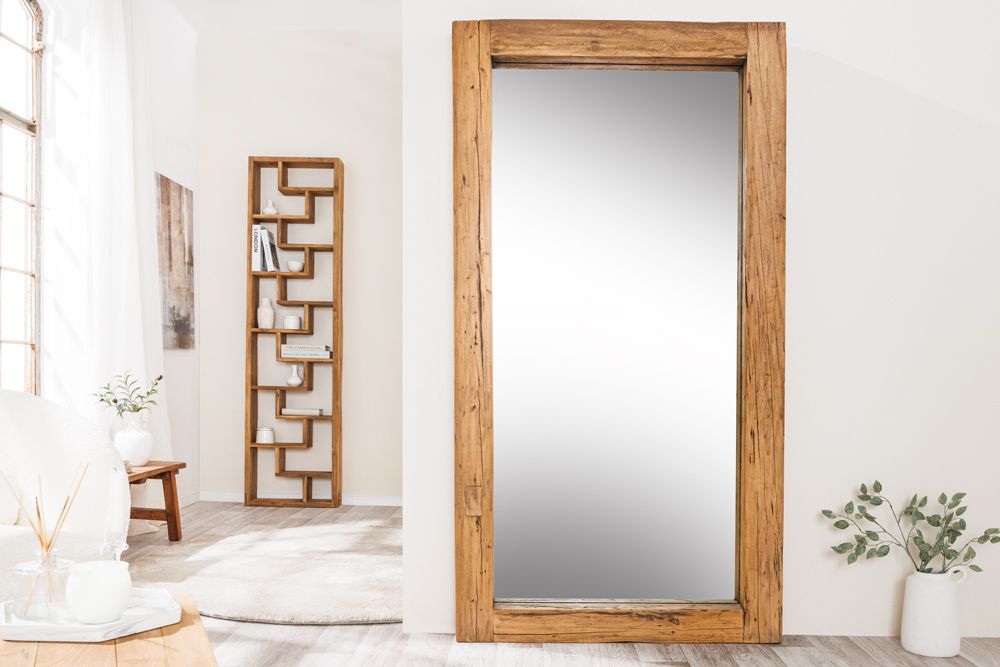 Massiver Spiegel JAVA 180cm natur recyceltes Teakholz hängend oder stehend