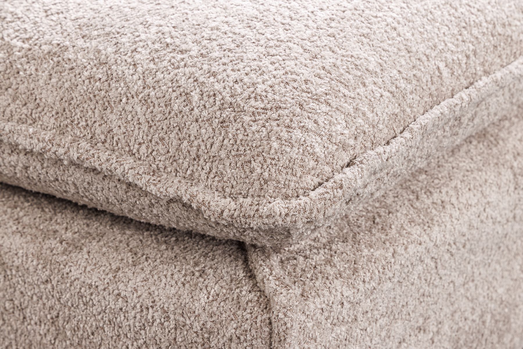 Großer Hocker HEAVEN 100cm champagner beige Bouclé Polsterhocker Federkern