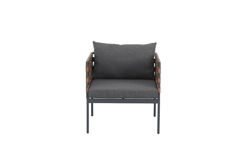 In- und Outdoor Lounge-Sessel UNIQUE 70cm schwarz braun grau Aluminium inkl. Kissen