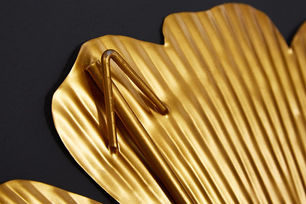 Elegante Wanddeko GINKGO 110cm gold in filigraner Blattform