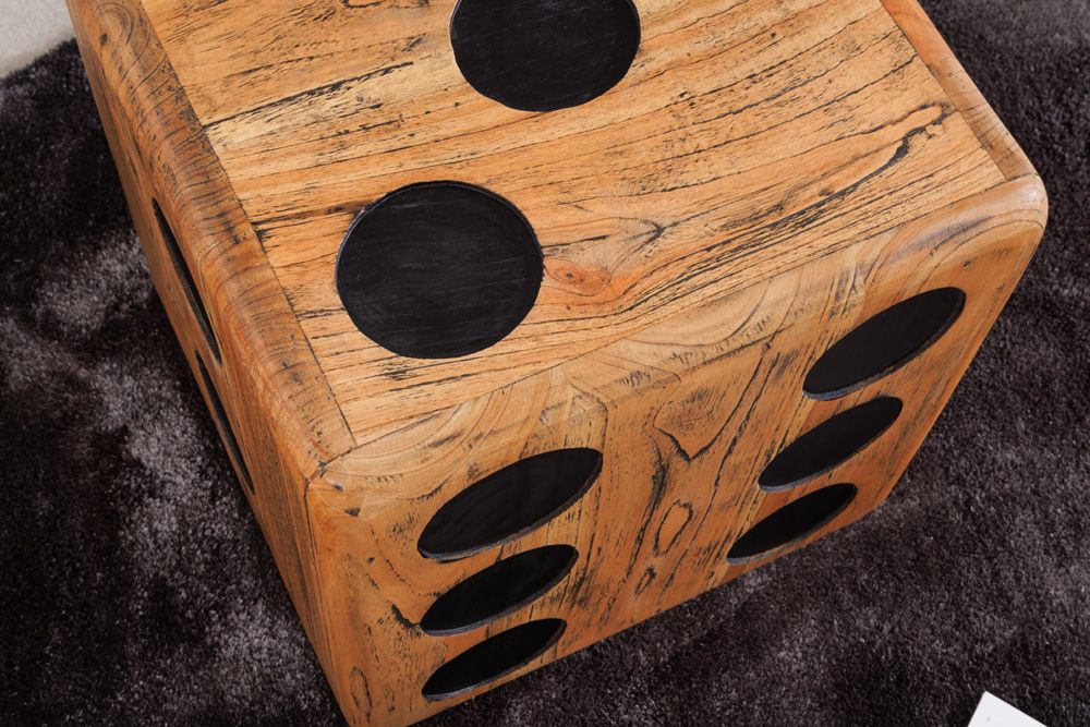 Massiver Würfelhocker CUBE 40cm natur Mindiholz Beistelltisch stapelbar