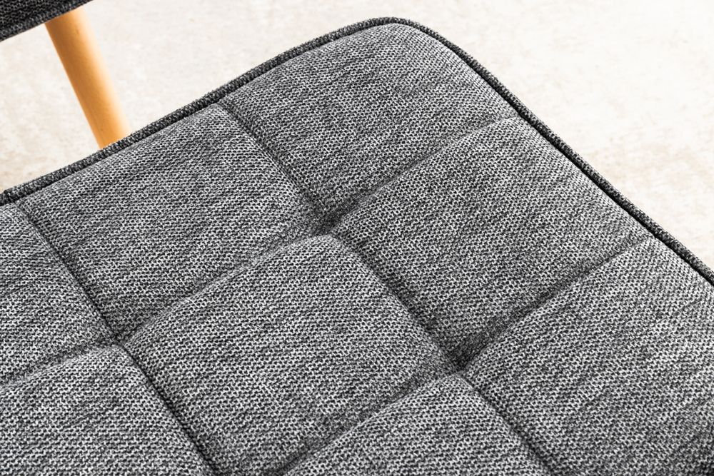 Moderner Hocker SCANDINAVIA grau Strukturstoff Massivholz-Beine Fußhocker