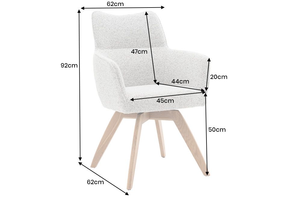 Drehbarer Stuhl ASGARD beige Strukturstoff mit Taschenfederkern und Armlehne