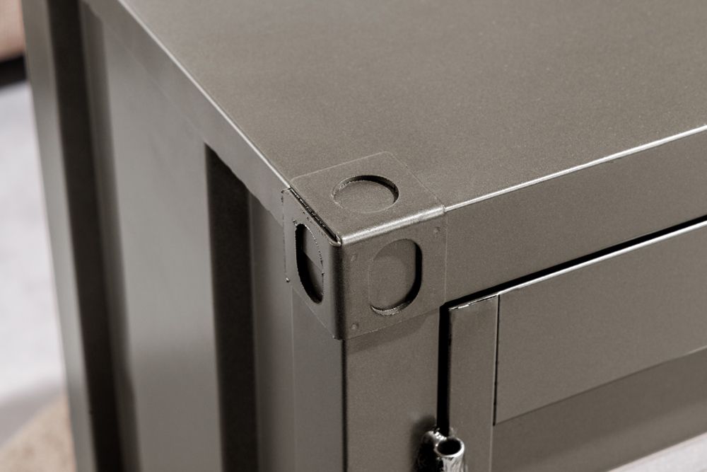 Container-Schrank GLOBETROTTER 80cm anthrazit Metall Couchtisch mit Flügeltüren Kommode