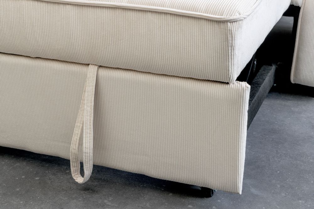 Ausziehbares Schlafsofa SMART 180cm beige Cord 2-Sitzer Couch mit Nosagfederung