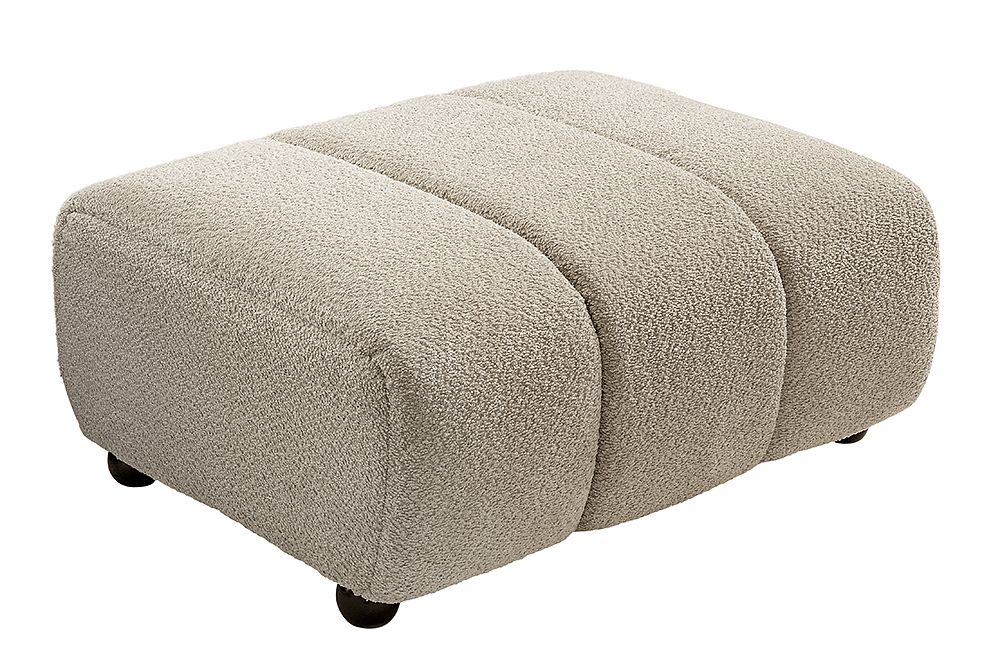 Moderner Hocker ADLON 100cm champagner greige Bouclé Federkern Fußhocker Sitzhocker