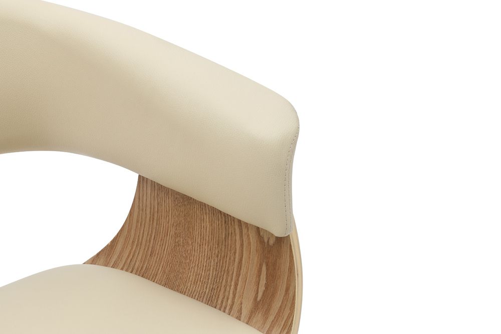 Design Stuhl ORGANIC natur Eiche creme beige Kunstleder mit Armlehnen