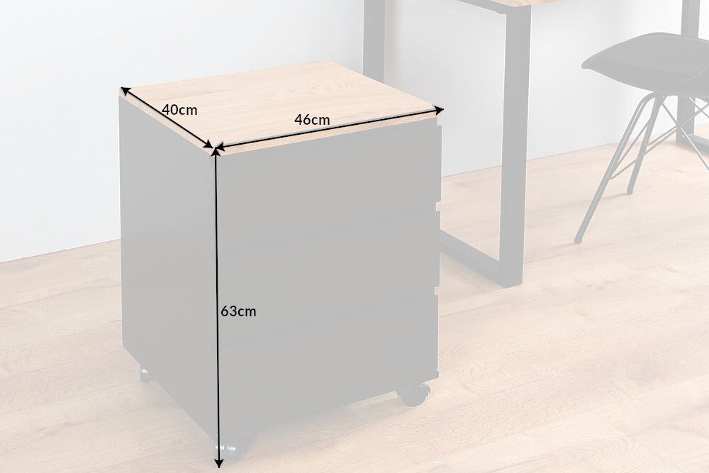 Moderner Rollcontainer BIG DEAL 46cm edelmatt schwarz Eiche