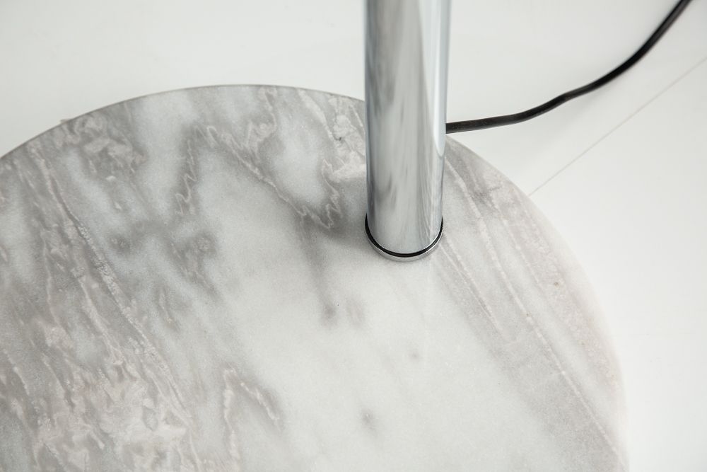 Ausziehbare Bogenlampe LOUNGE DEAL 170-200cm weiß Leinenschirm Stehlampe