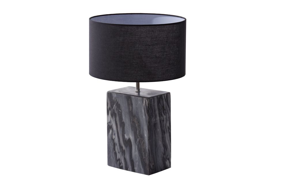 Design Tischlampe NOBLE 55cm schwarz Marmorfuß Stoffschirm