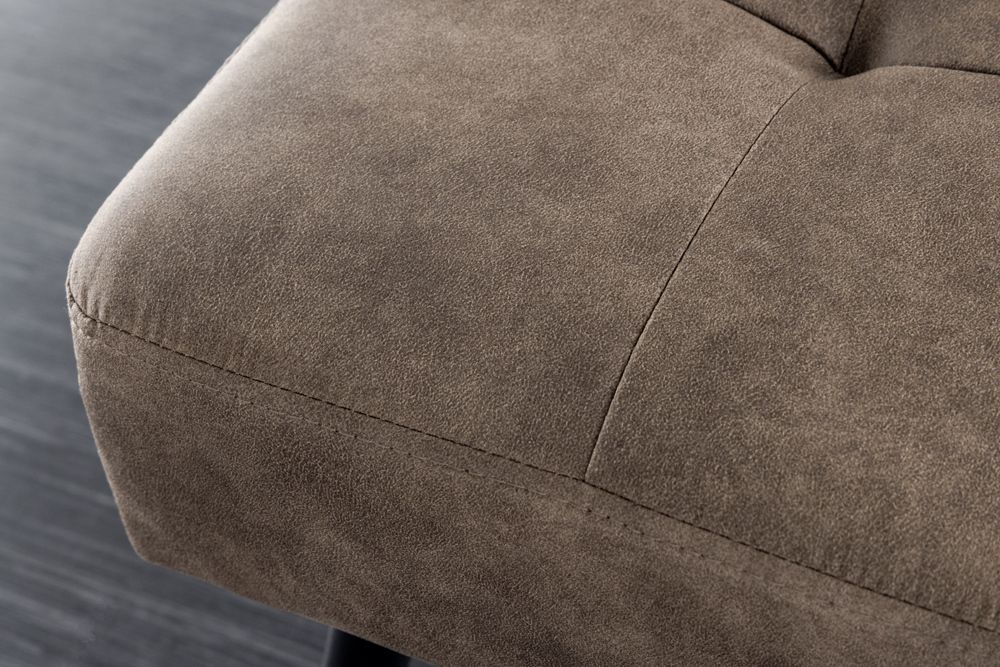 Design Sitzbank BOUTIQUE 100cm antik taupe Microfaser schwarze Metallbeine Polsterbank