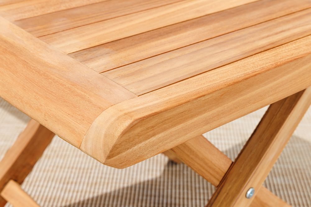 Massiver Beistelltisch EMPIRE TEAK 45cm natur Teakholz wetterfest