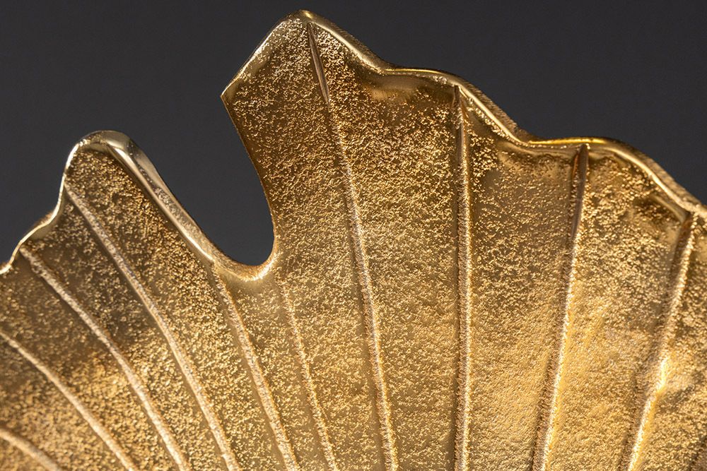 Handgefertigte Servierplatte WILDLIFE PEACOCK 40cm gold Metall Pfauen-Skulptur