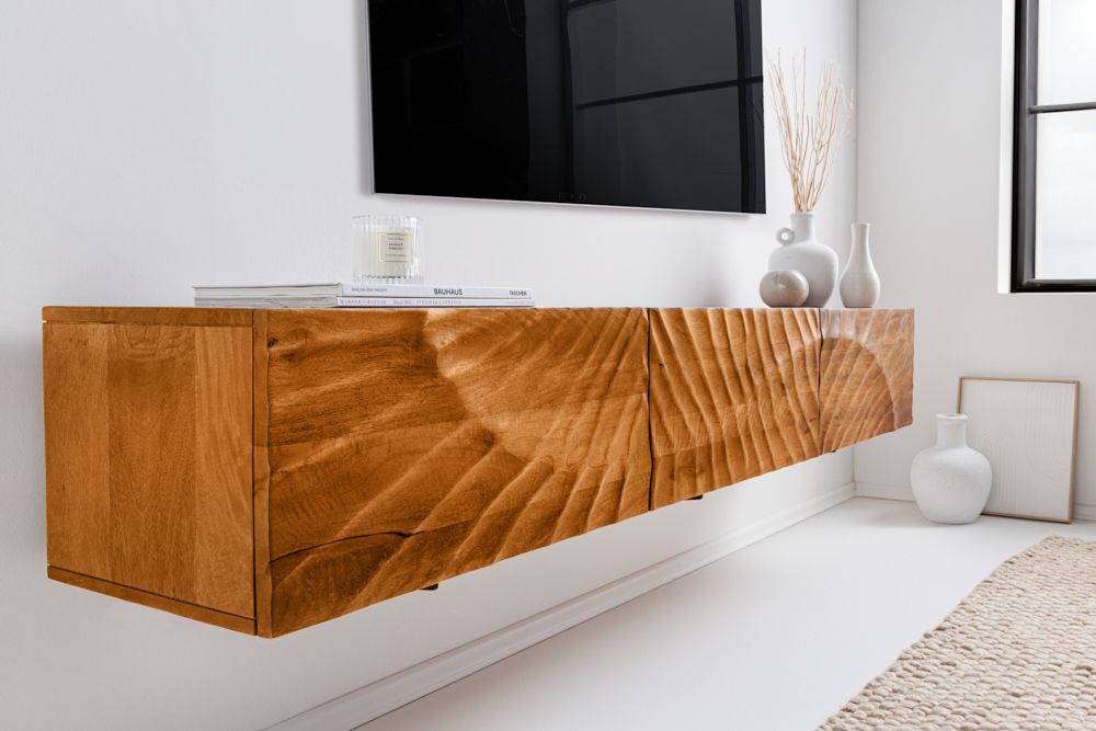 Massivholz TV-Bank SCORPION 160cm braun Mango Lowboard Hängeschrank
