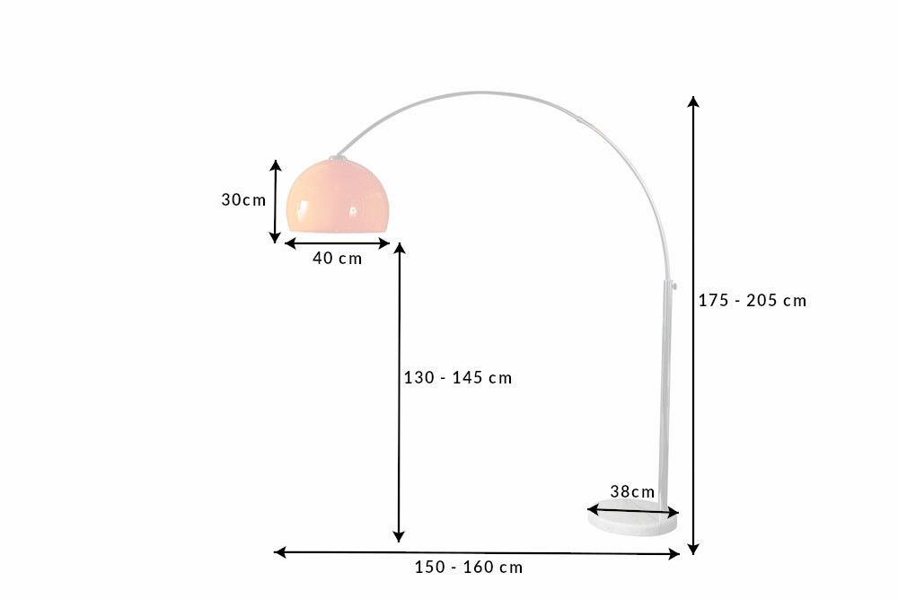Ausziehbare Bogenlampe LOUNGE DEAL 175-205cm orange Marmorfuß Stehlampe