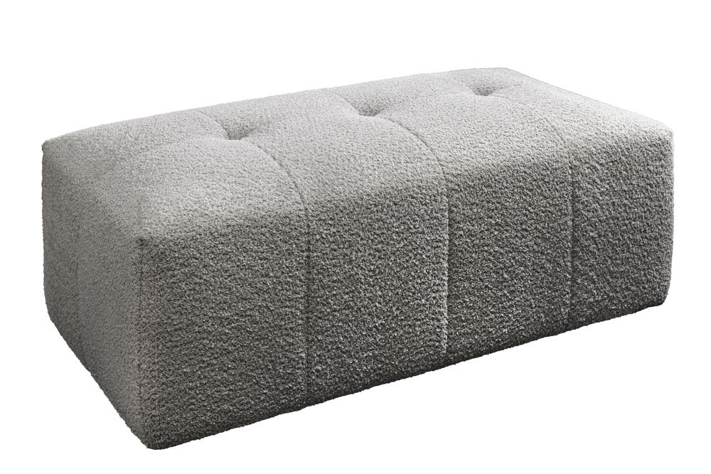 Moderner Hocker ROYAL 120cm grau Bouclé Federkern Sitzhocker Fußhocker
