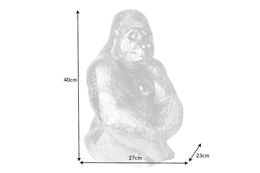 Dekorative Gorillafigur KONG 40cm silber handmade Metall Skulptur