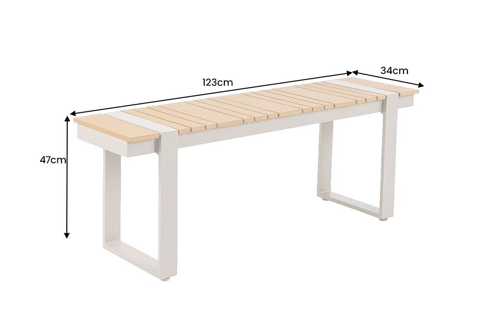 Outdoor Sitzbank TAMPA LOUNGE 125cm greige natur Holz-Design Aluminium wetterfest