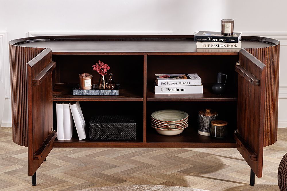 Massivholz Sideboard GATSBY 150cm dunkelbraun Mango Retro Design