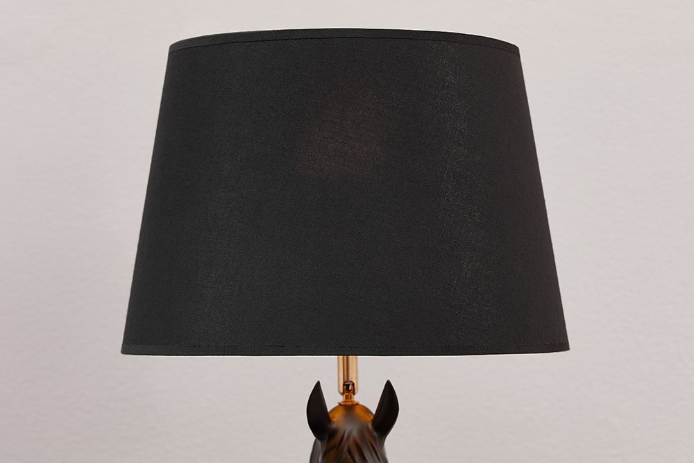 Extravagante Tischlampe BLACK BEAUTY 75cm schwarz gold Pferde-Skulptur