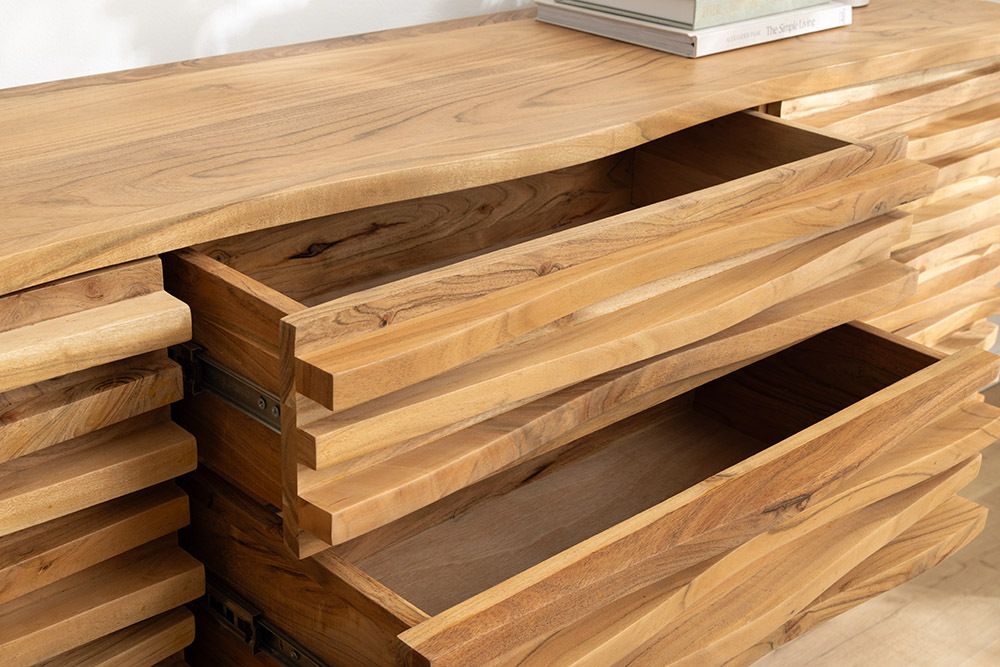 Hängendes Sideboard RELIEF 175cm natur Akazie Massivholz mit Schubladen