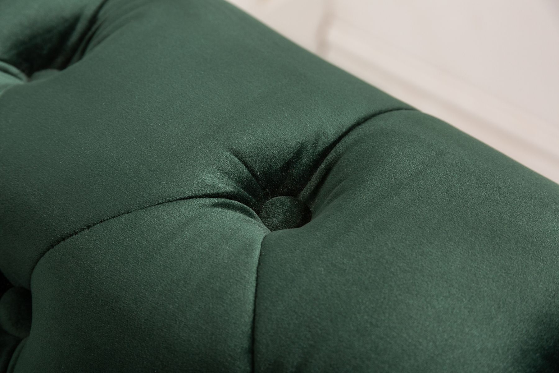 Chesterfield 3-Sitzer Sofa 205cm flaschengrün Samt Federkern Knopfheftung