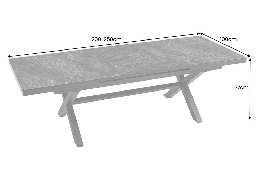 Ausziehbarer Outdoor Esstisch EMPIRE 200-250cm anthrazit Keramik Gartentisch