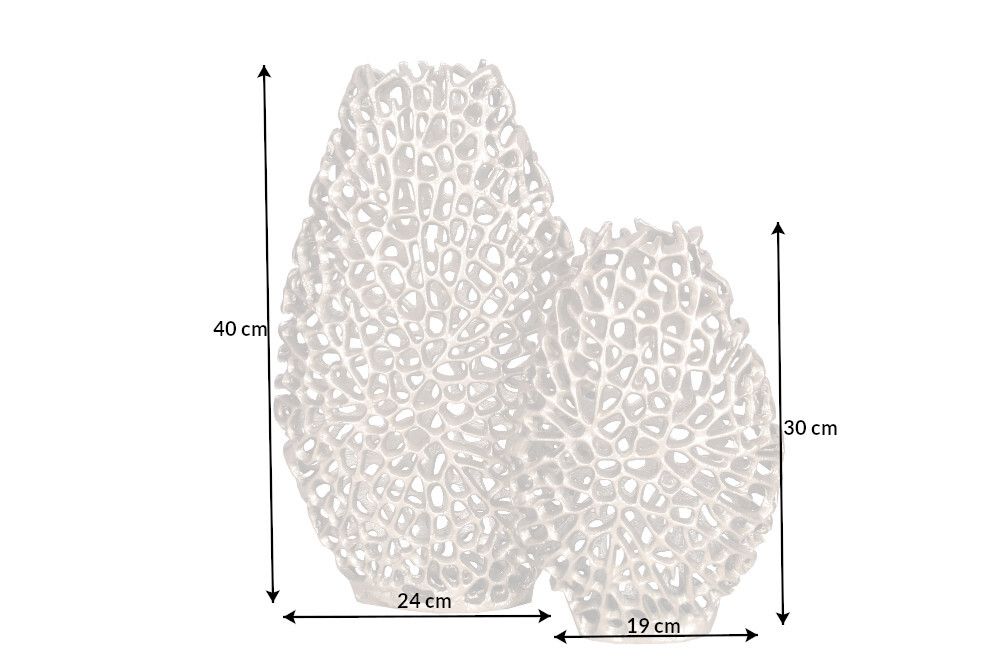 Filigranes Vasen 2er Set ABSTRACT LEAF 40cm silber Metall Handarbeit Blumenvase