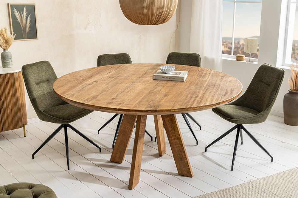 Runder Esstisch ART WOOD 140cm braun massiv Mangoholz