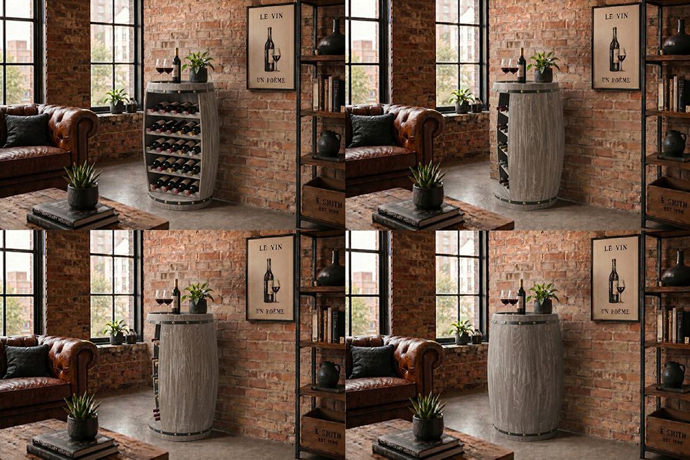 Authentisches Weinregal BODEGA 80cm natur Pinie Weinfass Shabby Chic