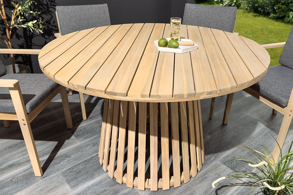 Runder Gartentisch KOPENHAGEN 120cm natur Akazie Massivholz In- und Outdoor wetterfest