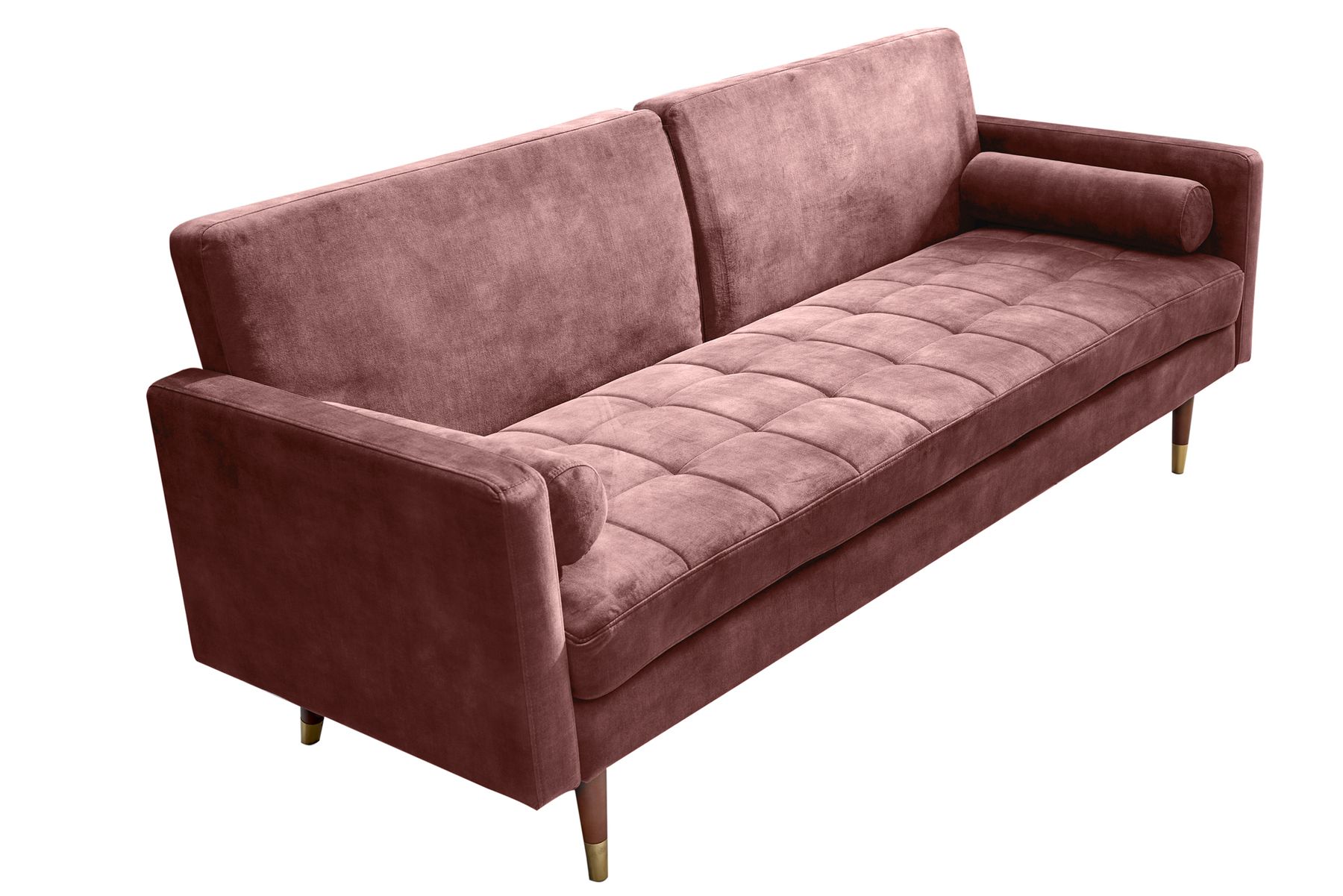 Modernes Schlafsofa COUTURE 200cm altrosa Microvelours 3-Sitzer Couch mit Schlaffunktion