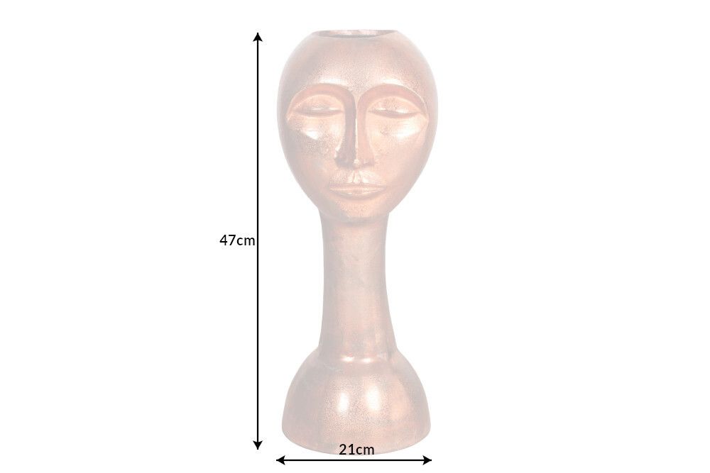 Handgefertigte Vase FACE 50cm Kupfer-Look Antik Aluminium abstrakt