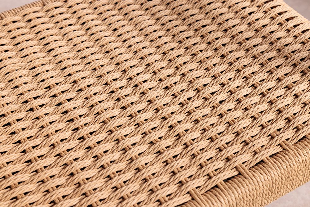 Design Armlehnen-Stuhl KENNEDY natur aus recyceltem Pinienholz mit Korbgeflecht