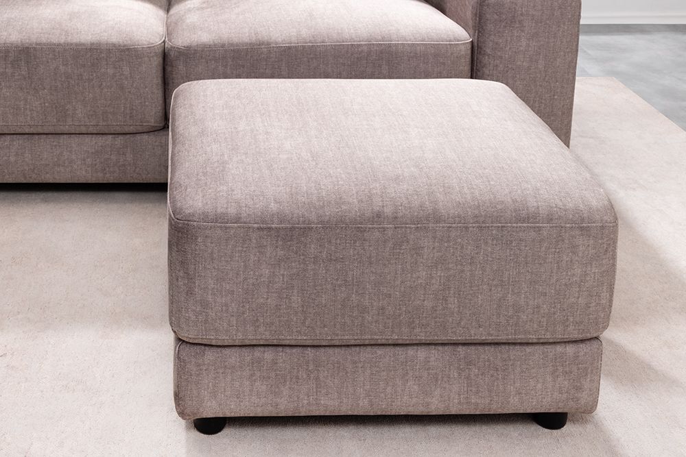 Moderner Hocker LOFT 75cm taupe Vogue Velours Samt Nosagfederung Taschenfederkern