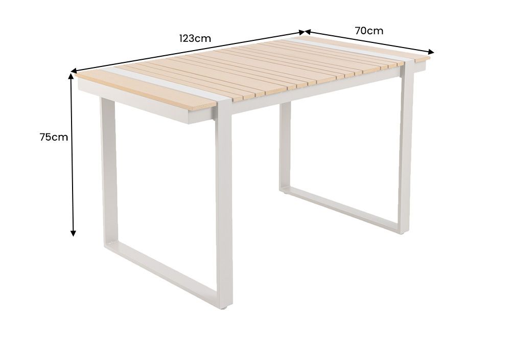 Wetterfester Gartentisch TAMPA LOUNGE 125cm greige natur Aluminium Metall Holz-Design Outdoor