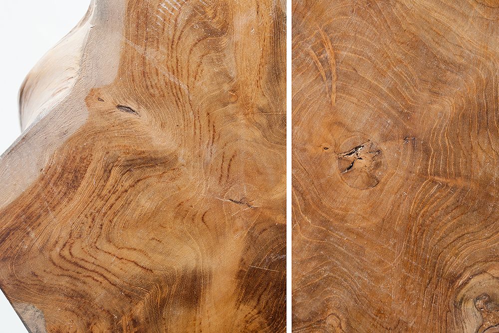 Massivholz Beistelltisch MOLAR 30cm Hocker Teak Block aus einem Stück gefertigt