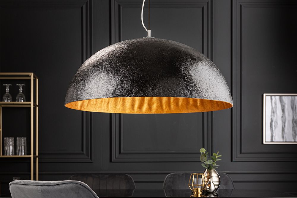 Elegante Design Hängeleuchte GLOW 70cm schwarz gold Hängelampe