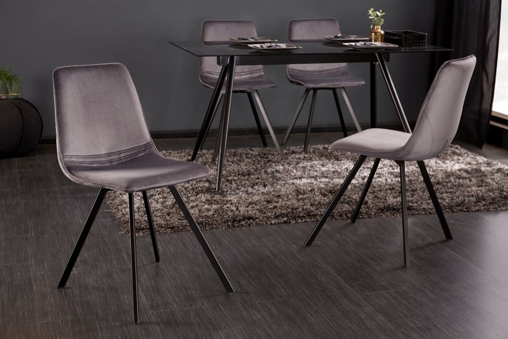 Retro Stuhl AMSTERDAM CHAIR dunkelgrau Samt Designklassiker
