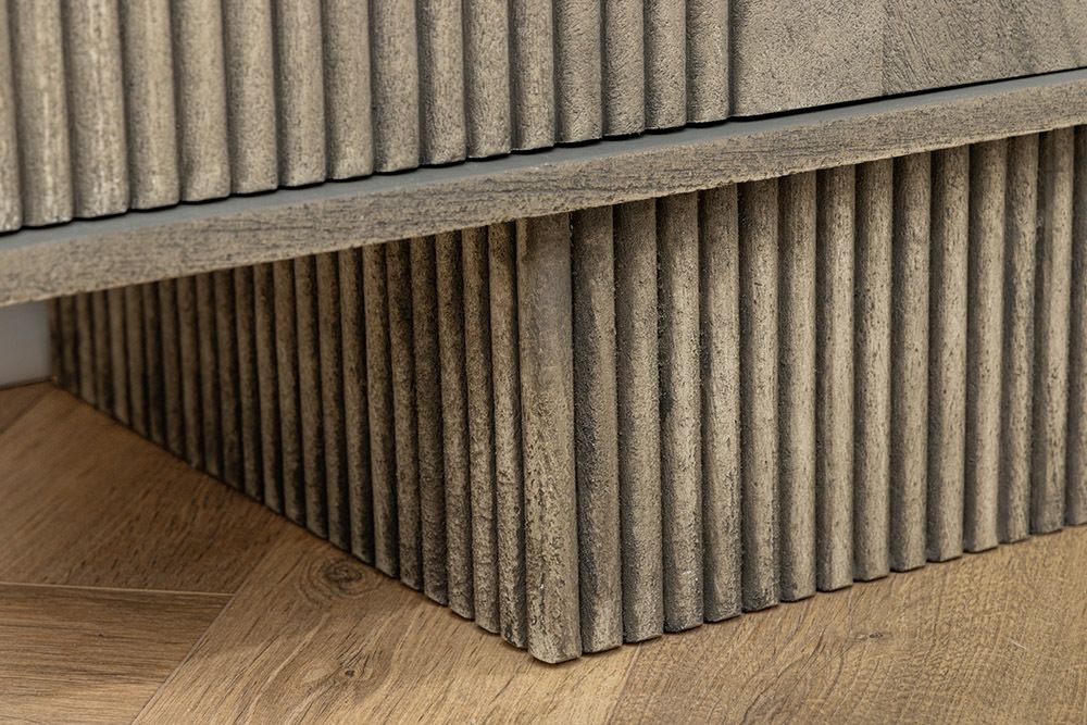 Design Sideboard ART DECO 170cm grau smoked Mangoholz massiv 3D-Front