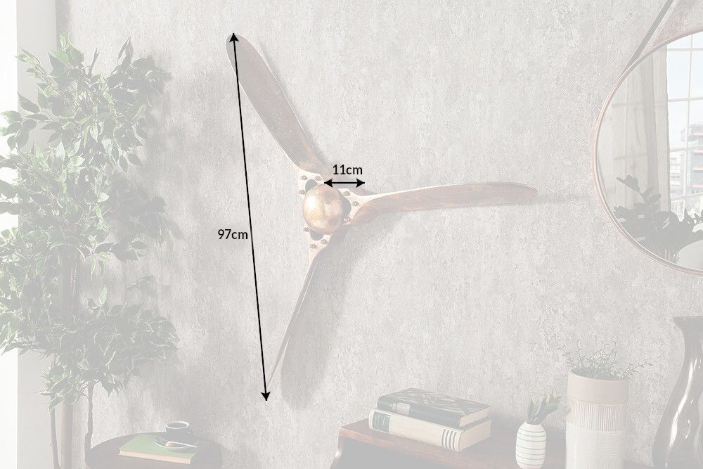 Authentische Wanddekoration SCREW III 97cm kupfer geflammt Flugzeug Propeller