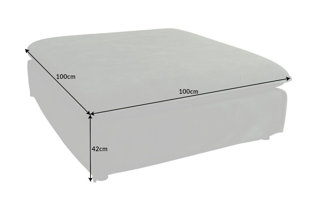 Großer Hussenhocker HEAVEN 100cm dunkelgrün Samt Landhausstil Sofahocker waschbarer Bezug
