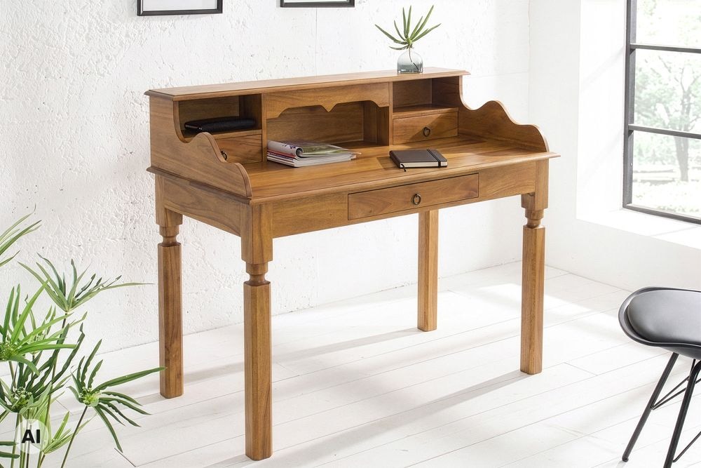 Design Sekretär HEMINGWAY L 115cm braun Mangoholz honey finish Schreibtisch