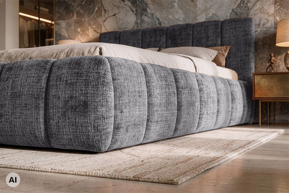 Design Boxbett ADLON 180x200cm grau Chenille mit Stauraum und Lattenrost